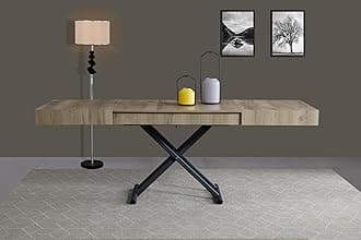 VOLERO' ; Table Lift-top Coffee to Dining Table,Transformable Space-Saving Table, Achille Large Model, Sliding Mechanism with Millimeter Height Adjustment (oak bay)