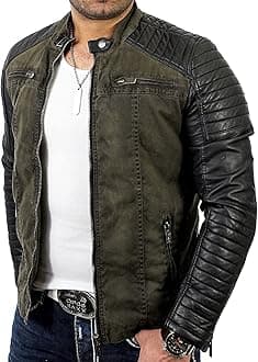 RED BRIDGE Men's Jacket Slim-Fit Casual Faux Leather Cotton Biker Modern Coats