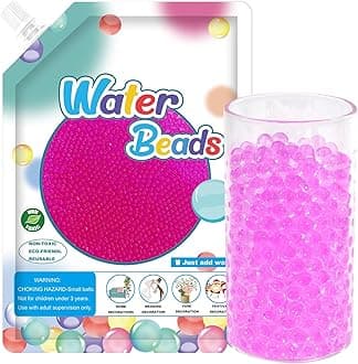 120,000 Pink Water Beads, Transparent Water Gel Beads for Vase Filler, Christmas Decoration, Wedding Centerpiece, Floating Candles, Planting, Floral Decoration