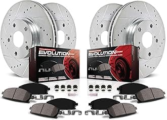 Power Stop K2317 Front and Rear Z23 Carbon Fiber Brake Pads with Drilled & Slotted Brake Rotors Kit
