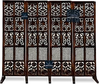 PINK CITY ARTS Wooden Partitions Made of Wood Room Divider for Living Room with Stands Hall Bedroom Wall Separator Panel 6 Feet (4 Panel with Stands)