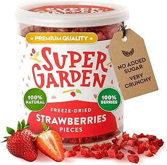 Super Garden Freeze Dried Strawberries | Crunchy Flavorful Pieces for Cereal, Yogurt, & Baking | Freeze Dried Fruit Strawberry No Sugar Added | Freeze Dried Berries - Healthy Snack for Kids and Adults | Space and Astronaut Food | 1.13 oz