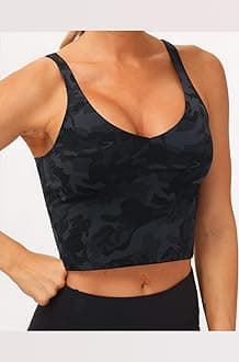 THE GYM PEOPLE Womens' Sports Bra Longline Wirefree Padded with Medium Support