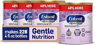 Enfamil NeuroPro Gentlease for easing Fussiness, Crying, Gas, Spit-up in 24 Hrs, Smaller Proteins for Easy Digestion, Brain Supporting DHA, Prebiotic Blend, HuMO6*, Baby Formula, 27.4 Oz Can (Pack of 4)