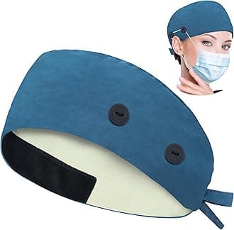 ABAMERICA Working Caps with Button and Sweatband, Adjustable Working Hats for Women Men, One Size(Tie Back or Toggle)