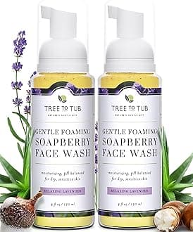 Tree To Tub Sensitive Skin Face Wash for Dry Skin - Moisturizing Gentle Face Cleanser for Women & Men, Hydrating Foaming Facial Cleanser, Daily Face Soap w/Organic Aloe Vera, All Natural Lavender Oil