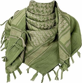 Military Shemagh Tactical Desert Scarf, 100% Cotton Keffiyeh Neck Head Scarf Wrap for Men Women
