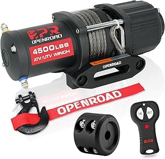 OPENROAD 4500 lb ATV/UTV Winch,Waterproof IP67 Electric Winch with 1/4"×50' Synthetic Rope,Wireless Remote and Winch Stopper (4500lb Without Mounting Plate)
