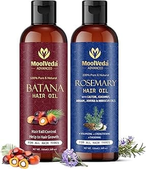 Pure Batana & Rosemary Oil Special Combo for Hair Growth By Dr Sebi Sourced From Honduras | Promotes Thicker, Shiny, Stronger & Healthy Hair | Hair Fall Control (Each 100 ml)