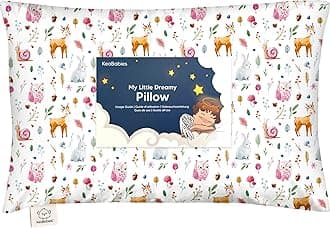 KeaBabies Toddler Pillow w/Pillowcase My Little Dreamy Pillow Organic Cotton Toddler Pillows Sleeping, Kids Pillow, Travel Pillows Sleeping, Mini Pillow, Toddler Bed Pillows (Forest), 13''x18''