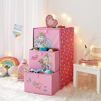 JoJo Siwa Rainbow Bow Unicorn 3 Drawer Soft Storage Unit with Poly Canvas Frame