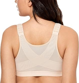 Delimira Women's Front Fastening Bras Non Wired Posture Correcting Back Support Post Surgery Bra Plus Size Comfort