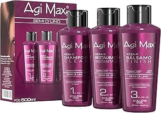 Brazilian Natural Keratin Hair Treatment Kit for Straightening Curls and Frizz, Reducing Dry Damage, Nourish and Hydrate Root to Tip, Support Color Treated Styles - 1 liter 3 Steps 3 x 500ml