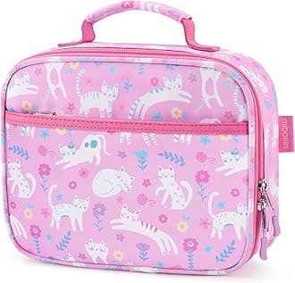 mibasies Kids Lunch Box for Girls Toddler, Insulated and Reusable Lunch Bag for School, Flower Cat
