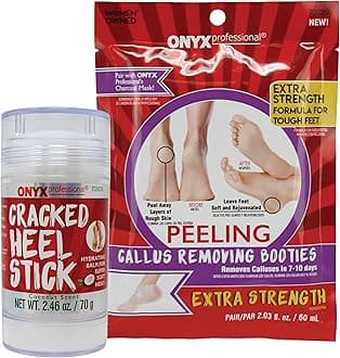 Onyx Professional Cracked Heel Stick Repair Balm & Foot Peel Mask Callus Remover - Dead Skin Remover, Foot Exfoliator, Dry Feet Treatment - Pedicure Kit For Baby Soft Smooth Feet