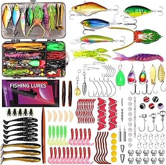 Fishing Lures - 2025 New Tackle Box with Tackle Included, Fishing Kit with VIBs, Frogs, Minnows, Soft Baits, Hooks & Weights Accessories, Freshwater Lure Kit for Bass Walleye Trout