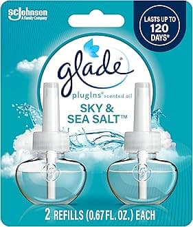 Glade PlugIns Refills Air Freshener, Scented and Essential Oils for Home and Bathroom, Sky & Sea Salt, 1.34 Fl Oz, 2 Count