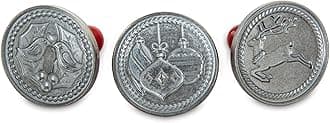 Yuletide Cookie Stamps (Set of 3), Sturdy Cast Aluminium Cookie Stamp Set, Cookie Press Set Made in the USA, Sturdy and Durable Biscuit Maker Press Set