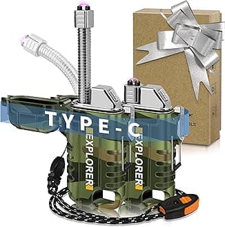 Lafagiet USB C Rechargeable Lighter, 360° Flexible Neck, Wind & Water Proof, Electric Arc Lighters for Candle, Camping