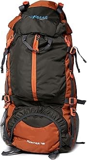 F Gear Hunter Grey Orange 75L Rucksack with Shoe Compartment & Raincover | 1 Compartment & 2 Pockets | Rugged Water-Resistant Large Backpack | Fits Upto 17 Inch Laptop | Outdoor Hiking & Trekking Bag