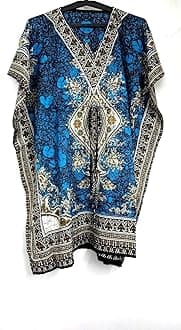 Hippy Boho Maxi Short Kaftan Dress Free Size Women Caftan Tunic Dress Night-Gown Beach Cover Up Wear