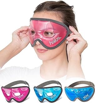 MyHalos Gel Eye Mask - Reusable Cooling Eye Mask with Adjustable Straps - Cold Mask for Puffy Eyes, Dark Circles and Hangovers - Eyes Ice Pack Compress for Sinus, Headaches & Puffiness, Pink