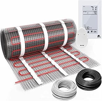 EconoHome Underfloor Heating Mat - Fluoropolymer Insulated Floor Electric Heat Mats for Tile, Wood, Laminate - Indoor Home Warming Systems - Optional GFCI Thermostat, WiFi Compatibility (Included)