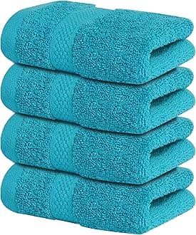 Infinitee Xclusives Luxury Wash Cloths for Showering [13x13] – 100% Cotton Washcloths [Pack of 4], Soft and Absorbent Face Towels for Bathroom Wash Clothes, Gym, and Spa (Serene Teal)