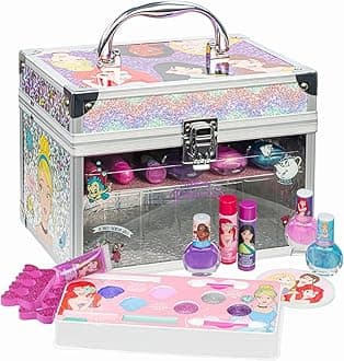 – Disney Princess Train Case Makeup Set for Kids | Makeup Kit Includes Lip Gloss, Nail Polish, Accessories & more | Gifts for Ages 3+ by Townley Girl