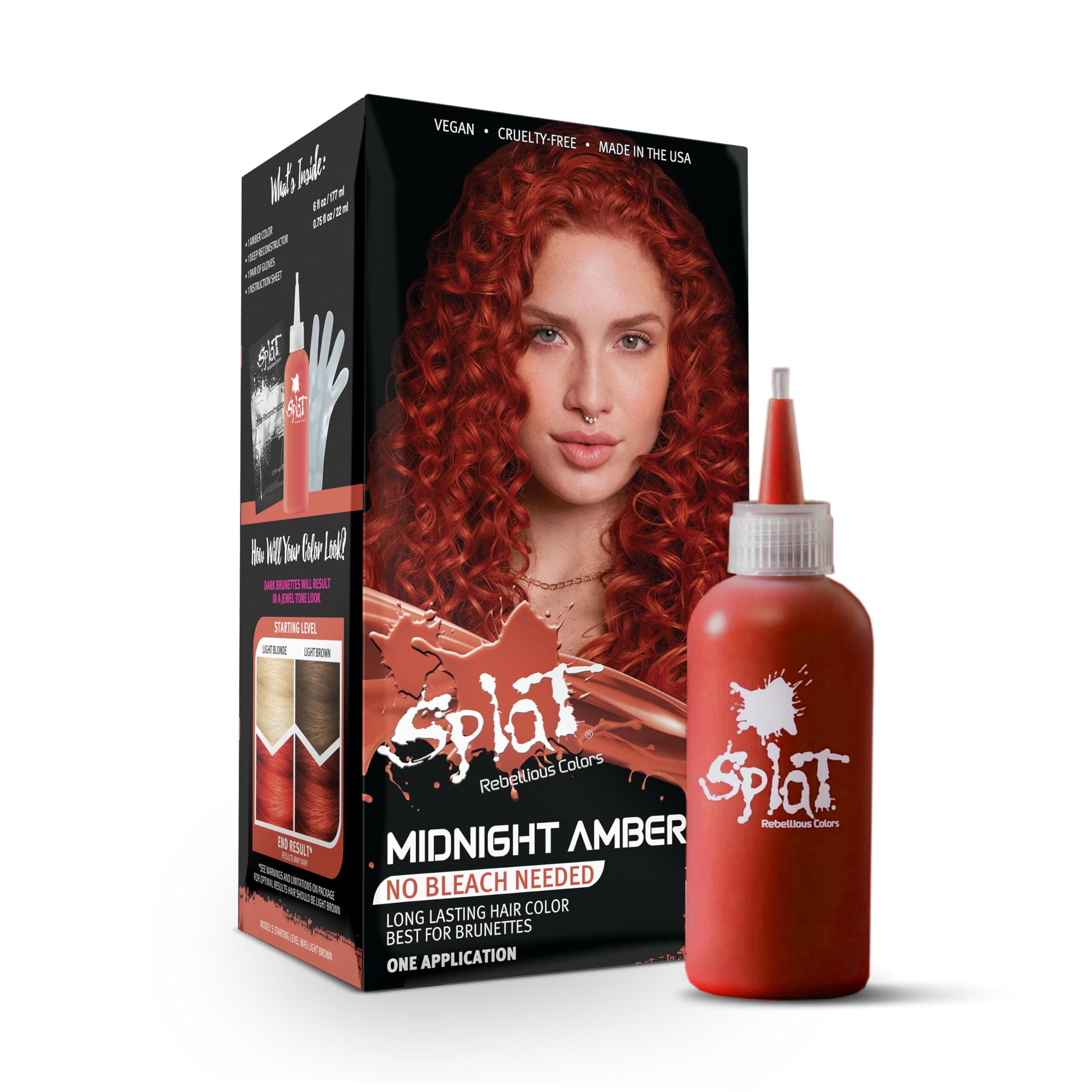 Midnight Amber Semi Permanent Hair Dye Kit, 1 Application, Includes Deep Reconstructor Conditioner, Lasts 30 Washes, No Bleach Required, Vegan & Cruelty Free Hair Color