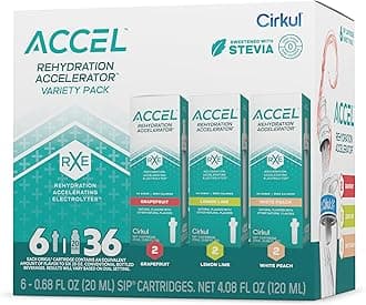 Cirkul Accel Electrolytes Flavor Water Variety Pack, Makes 36 Drinks, No Sugar, Zero Calorie Drink Mix, (2 Grapefruit, 2 Lemon Lime, 2 White Peach)