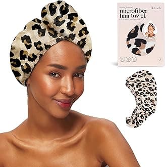 Microfiber Hair Towel Wrap for Women, Hair Turban for Drying Wet Hair, Easy Twist Hair Towels, Super Absorbent and Ultra Soft (Leopard)