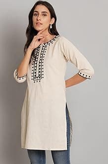 Pure Cotton Embroidered Women Short Kurti