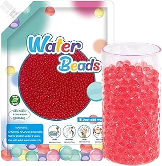 120,000 Rose Red Water Beads, Transparent Water Gel Beads for Vase Filler, Christmas Decoration, Wedding Centerpiece, Floating Candles, Planting, Floral Decoration