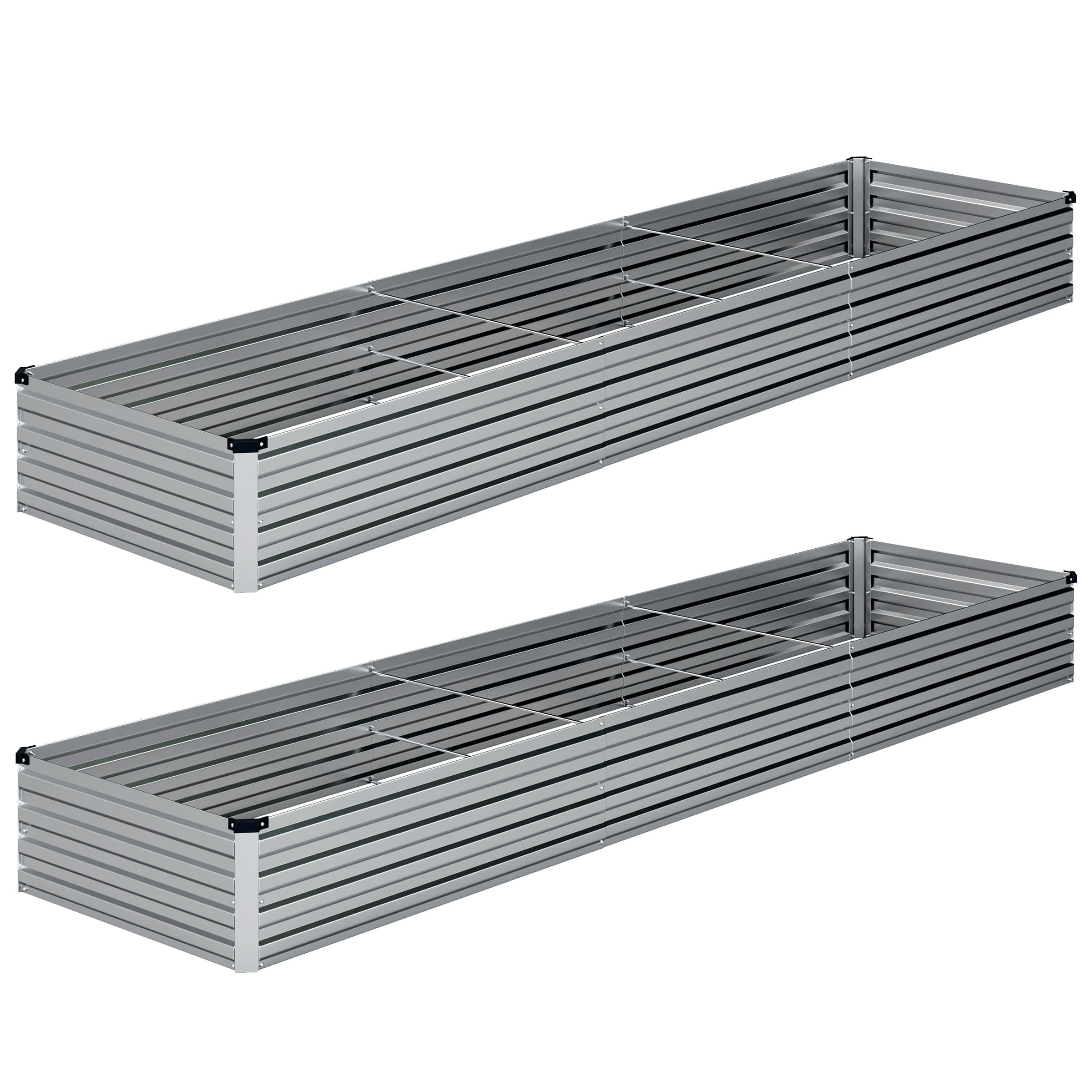 2PCS Galvanized Raised Garden Bed Kit,Vegetable Boxes-Rectangle Metal Flower Box,Large Planter Raised Beds Outdoor Garden for Planting,Fruit,Herb-Silver