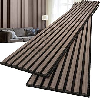 2-Pcs 94.5"x11.02" Wood Panels for Interior Wall Decoration,Wooden Slat Panels for Noise Reduction,Sound Panels with Solid Wood Veneer,Long Square Acoustic Panels for Home,Office,Light Walnut