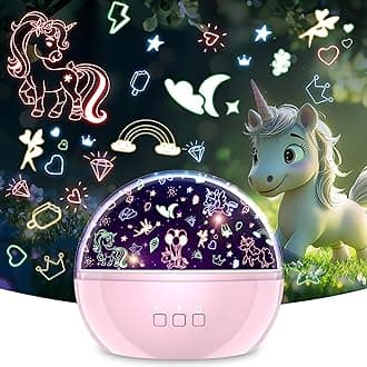 Star Projector Night Light for Kids,Baby Night Lights with Unicorn and Star Theme,360 Degree Rotation,15 Mode Color Changing,Birthday Gift Toys