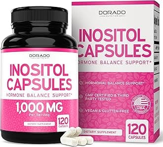 Inositol Capsules (Myo Inositol) (1000mg Per Serving 120 Capsules) Myo Inositol Supplement for Women Hormone Balance Support - Vegan Safe - Third Party Tested - Gluten Free & Made in USA (120 Count)