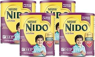 Nestlé NIDO Lacto-Ease Toddler Milk Beverage Powder Mix, Reduced Lactose, Toddler Nutritional Drink, Powdered Milk for Toddlers, 22 Servings per Container, 28.2 OZ, (Pack of 4)