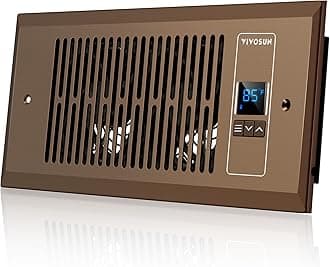 Quiet Register Booster Fan, 11.6" x 11.6" x 4", 35W, 120V, Fits 4" x 10" Register Holes, Heating Cooling AC Vent Fan, Brown