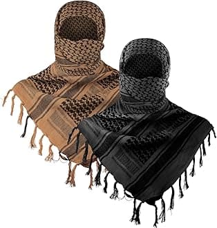 Military Shemagh Tactical Desert Scarf, 100% Cotton Keffiyeh Neck Head Scarf Wrap for Men Women