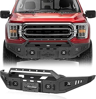 Hooke Road F150 Steel Front Bumper Compatible with Ford F-150 2021-2022-2023(Excluding Raptor)- HR Discovery Bumper w/Winch Plate & LED Spotlights