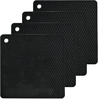 Smithcraft Silicone Trivets Mats Set, Silicone Hot Pads Pot Mat for Countertop, Trivet Pads Heat Resistant, Table Placemats, Square Small Drying Mats, 4 Pack, Black Trivets