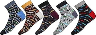 SIDEWOK Men's Cotton Printed Ankle/Half-Length Socks (Multicolour, Free Size) -Combo of 5 Pair(SCS-HL-08-P-05)
