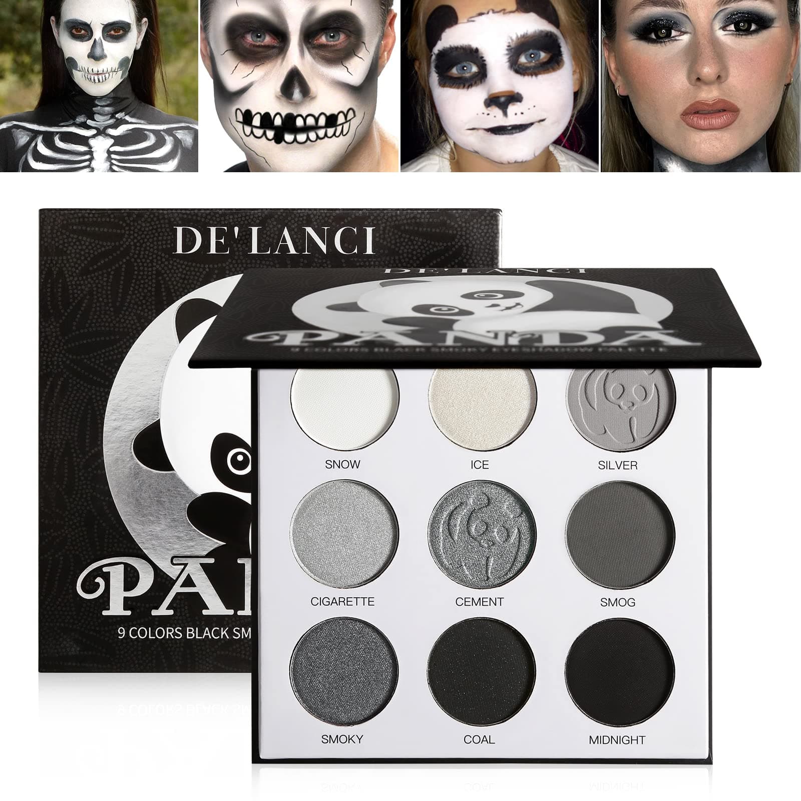 Afflano Gray Eyeshadow Palette Grey Black White Silver, Blendable Smokey Eye ...