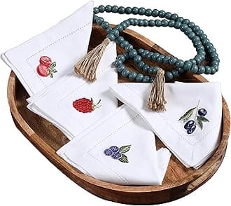 Cotton Textured Cloth Dinner Set of 4– Hemstitched, Machine Washable, Wedding & Thanksgiving Table Use, Cotton Fabric with Retail Gifting Package – Set of 4