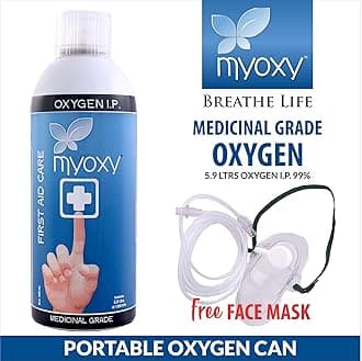 Portable Oxygen Can, Oxygen Cylinder with an External Mask (Pack of 1, 5.9 Litres)