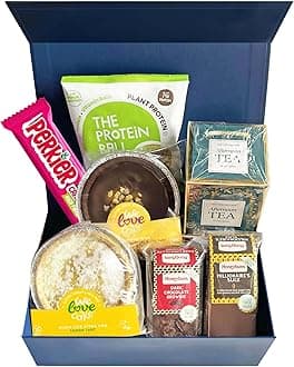 Vegan And Gluten Free Hamper – Afternoon Tea Gift Basket (7Pcs) - Luxury Cakes, Tarts, Chocolate Treats and Tea Gifts | Free From Cakes Selection For Women and Men on Any Occasion