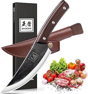 ENOKING Mini Viking Knife, 5.9 Inch Japanese Chef Butcher Knife, Meat Cutting with Sheath Hand Forged, Full Tang Meat Cleaver for Home Kitchen & Outdoor