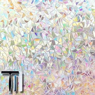 Volcanics Rainbow Window Film - Static Clings, 3D Decals & Stickers for Glass Doors & Windows, Heat Control & UV Protection, 17.5 x 78.7 Inches, Multicolour